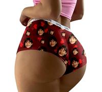 Générique Culotte Confortable, Douce et sans Coutures, imprimée de cœurs et bordée de Dentelle, idéale pour la Saint-Valentin. (Red, S)