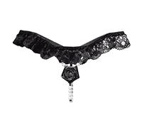 Générique Culotte Femme Cheeky Thongs Lace Perles et Fleurs Panties Hipster Back Hollow Out Underwear Plus Size G-String