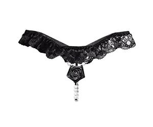 Générique Culotte Femme Cheeky Thongs Lace Perles et Fleurs Panties Hipster Back Hollow Out Underwear Plus Size G-String