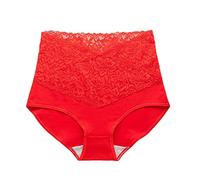 Générique Culotte Gainante Femme Ventre Plat String Coton Taille Haute sans Couture Grande Remonte Fesses Body Gainant Short Anti Frottement Cuisse Panty Culottes Shorties Et Strings Cycliste Rouge,L