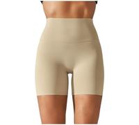 Générique Culotte Gainante Invisible Coton Femme Ventre Plat sans Couture Corset Push Up Taille Haute Body Gainant Short Legging Sudation Anti Frottement Cuisse Lot Slip String Panty Beige,XS