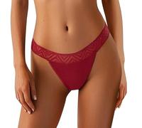 Générique Culotte Menstruelle,String RéUtilisable en Dentelle 4 Couleurs Unies Design Sexy (Red, L)