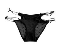 Générique Culotte Personnalisée Pantalon Triangle Transparent Basse Nœud Ajouré Respirant pour Filles Adulte Culotte Menstruelle Haute Femme Sport Femme Boxer Sexy (Black, One Size)