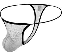 Générique Culotte Sexy pour Hommes See-Through Low Rise Lace Breathable Slips avec Renflement Ball Pouch Sport Support Trunks (Blanc,M)
