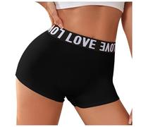 Générique Culotte Taille Haute Slip Respirant Moyenne pour Femme Imprimé Lettres Décontracté Quotidien Culotte Invisible Femme Menstruelle Adulte Personnalisée (Black, L)