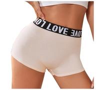 Générique Culotte Taille Haute Slip Respirant Moyenne pour Femme Imprimé Lettres Décontracté Quotidien Culotte Invisible Femme Menstruelle Adulte Personnalisée (Beige, S)