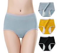 Générique Culottes Menstruelles,3 Couleurs MéLangéEs Taille Haute Respirant Confortable Slip Menstruel -Fuite Pantalon (Grey, XXL)