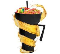 Générique Cup with Bowl Combo, Reusable Container, Lightweight Snack Cup with 20 to 10 Oz Capacity, Food Beverage Holder for Travel, School, Camping, Men, Women, Adults, Kids, Beach Use, Clear