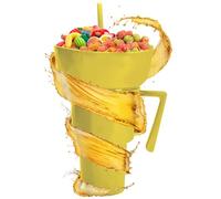 Générique Cup with Bowl Combo, Reusable Container, Lightweight Snack Cup with 20 to 10 Oz Capacity, Food Beverage Holder for Travel, School, Camping, Men, Women, Adults, Kids, Beach Use, Clear