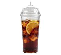 Générique Cup With Lid And Straw, 20oz Double Wall Insulated Clear Drinkware, 22.6x9.5cm Reusable Drinking Cup For Coffee Tea Cold Drinks Home Travel Office Kids Adults Portable Beverage Tumbler Use