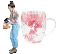 Générique Cups With Dried Flowers - 300ml Double-Walled Insulated Coffee Mugs, Clear Glass Cups With Handles, Heat-Resistant Cappuccino And Latte Glasses, Milk Beverage Glass For Men And Women