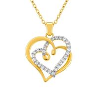 Générique Cœur Plaqué Or 18 Carats - Pendentif Oxydes de Zirconium 50cm | SYMBOLE D'AMOUR ÉTERNEL ; BRILLANCE MIROIR ; PLAQUÉ OR 18 CARATS ; CHAINE CONFORTABLE DE 50 CM ; FERMOIR SÉCURISÉ & POINÇONNÉ