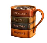 Générique Curée de livre de nouveauté, 2025 New Empiled Books Café Mug, 3D Handmade Colored Resin Tea Tpup for Book Lovers, Readers