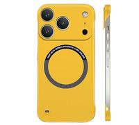 Générique Curranet Magnetic Frameless Hard Case for iPhone 11/12/13/14/15/16/17 Series, Ultra Thin Anti-Shock and Anti-Scratch Hard Phone Borderless Magnetic Cases (Yellow,for XS Max)