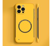 Générique Curranet Magnetic Frameless Hard Case for iPhone, Thin Anti-Shock and Anti-Scratch Hard Phone Borderless Magnetic Cases for iPhone X/11/12/13/14/15/16/17 Pro Max (for 14 Pro,Yellow)