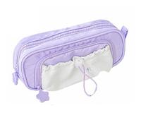 Générique Cute Aesthetic Pouch Holder Drawstring Pen Case, Miniwave Rosy Posy Pencil Case, Counting Stars Pencilcase Big, Large Capacities Soft Drawstring Multi-Pocket Design (Purple)