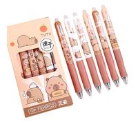 Générique Cute Animal Pens - 6X Cartoon Capybara Retractable Gel, Fine Point Roller Stationery Set, Fun School Supply Collection | Class Reward Prize Choice For Students Women Girls Boys Accessories
