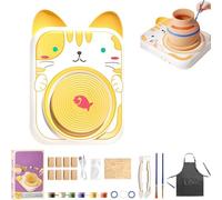 Générique Cute Animal Pottery Wheel Set for Kids, Cute Animal Porcelain Machine, Complete Pottery Painting Kit Arts and Crafts, for Girls Boy Kids Toy (8Clay,01)