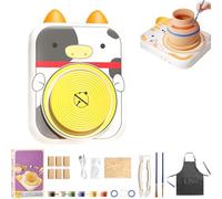 Générique Cute Animal Pottery Wheel Set for Kids, Cute Animal Porcelain Machine, Complete Pottery Painting Kit Arts and Crafts, for Girls Boy Kids Toy (6Clay,05)