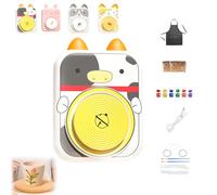 Générique Cute Animal Pottery Wheel Set for Kids, DIY Mini Pottery Studio,Complete Potterys Painting Kit Arts and Crafts for Girls Boy Kids Toy, Birthday Halloween (White Pig,6*Clay)