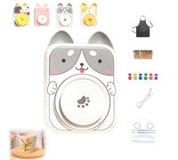 Générique Cute Animal Pottery Wheel Set for Kids, DIY Mini Pottery Studio,Complete Potterys Painting Kit Arts and Crafts for Girls Boy Kids Toy, Birthday Halloween (Gray Dog,6*Clay)