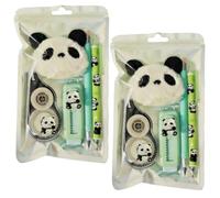 Générique Cute Animal Stationery Set with Correction Tape Pen Combo,Plush Panda Pendant and Eraser Writing Supplies,Practical Writing Stationery Set for Office and Note Taking