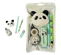 Générique Cute Animal Stationery Set with Correction Tape Pen Combo,Plush Panda Pendant and Eraser Writing Supplies,Practical Writing Stationery Set for Office and Note Taking