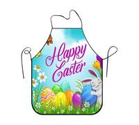 Générique Cute Aprons, Adjustable Easter Cooking Smock, Bunny Egg Floral Prints Kitchen Apron, Lightweight Washable Fabric for Gardening Cleaning Artist Farm, Fun Holiday Cooking Apron for Daily Use