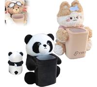 Générique Cute Bear Tissue Holder and Trash Can, 2 in 1 Car Tissue Box and Trash Can, Multifunctional Animal Paper Box for Car and Home