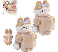 Générique Cute Bear Tissue Holder and Trash Can, 2 in 1 Car Tissue Box and Trash Can, Multifunctional Animal Paper Box for Car and Home