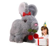 Générique Cute Bunny Plush - Walking Electronic Rabbit Toy with Sounds, Bow & Cherry Design | Realistic Soft Interactive for Boys, Girls, Easter Gift Electronic Moving Toy Holiday