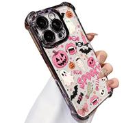 Générique Cute Candy Pumpkin Ghost Phone Case, Spooky Halloween Phone Cover (Black,15plus)