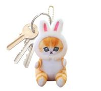 Générique Cute Cat Plush Keychain - Stuffed Animal Bunny Hat Pendant | Stuffed Cat With Bunny Hat Plush Keychain Pendant, Purse Backpack Handbag Charm For Kids Birthday Giftss