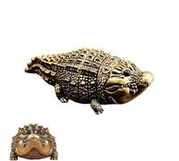 Générique Cute Chunky Copper Alligator Statue,Mini Brass Crocodile Sculpture Set,for Home Desk,Office Decor,Tabletops,Paperweight,Bonsai Display,and Tea Pet Gifts (2PCS)