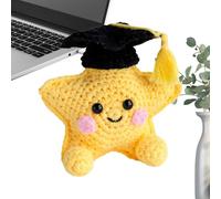 Générique Cute Crochet Graduation Star, Emotional Handmade Plush Doll, Inspirational Knitted Desk Ornament with Funny Design, Soft Decorative Gift Toy, Positive Room Decor, Office Car Shelf Use