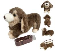 Générique Cute Dog Shaped Stuffed Purse,Plush Dog Shoulder Bag,Realistic Pet Shape Plush Crossbody Bag for Casual,Travel,Toy Storage