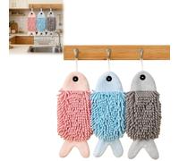 Générique Cute Fish Shaped Hand Towels 3 Pack (Blue+Gray+Pink, 35 * 15cm/13.8 * 6in)