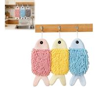 Générique Cute Fish Shaped Hand Towels 3 Pack (Pink+Blue+Yellow, 35 * 15cm/13.8 * 6in)