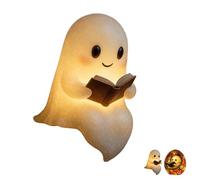 Générique Cute Ghost Reading Book Lamp,Halloween Light Up Ghost Reading Night Lights,Cute Halloween Home Decor Lamp for Bedroom,Study Room,Readers (A-6in)
