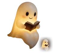 Générique Cute Ghost Reading Book Lamp, Light Up Halloween Decor, for Bedroom Study Room, Readers, Ghost Reading Night Lights, 3D LED Night Light Halloween (8.6in)