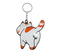 Générique Cute Keychain, Feline Purse Ornament, 2.75x1.97 inches Interactive Cartoon Cat Spin Tail Ball Design Accessory, Decoration Charm keyring for School Pack, Rucksack, Cats Enthusiasts