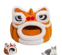 Générique Cute Lion Head Pet Beds for Cats, Dance Lion Cats Bed, Removable and Washable Winter Closed-Off Cat Bed, Soft Cozy with Cushion, for Small Medium Cat Dogs (Brown,Large)