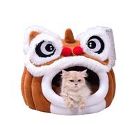 Générique Cute Lion Head Pet Beds for Cats, Dance Lion Cats Bed, Soft Plush Material & Warm, Anti-Slip Bottom, Ideal for Living Room, Bedroom, Cat Corner & All Seasons Use (Brown)