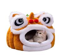 Générique Cute Lion Head Pet Beds for Cats, Dance Lion Cats Bed, Soft Plush Material & Warm, Anti-Slip Bottom, Ideal for Living Room, Bedroom, Cat Corner & All Seasons Use (Coffee)