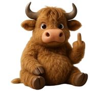 Générique Cute Middle Finger Plush Highland Cow, Middle Finger Plush Toy, Mini Middle Finger Animal Statue, Stress Relief Decor Gift, for Home Office Desk (Bull)