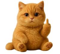 Générique Cute Middle Finger Plush Highland Cow, Middle Finger Plush Toy, Mini Middle Finger Animal Statue, Stress Relief Decor Gift, for Home Office Desk (Cat)