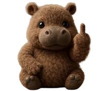 Générique Cute Middle Finger Plush Highland Cow, Middle Finger Plush Toy, Mini Middle Finger Animal Statue, Stress Relief Decor Gift, for Home Office Desk (Hippopotamus)
