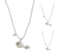 Générique Cute Pearl Fish Zircon Pendant Necklace for Women, Natural Pearl Beach Ocean Jewelry Gift, Summer Fish Charm Choker for Anniversary Birthday Gift for Her (A)