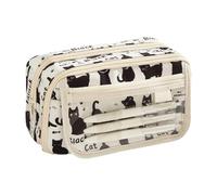 Générique Cute Pencil Pouch 9 Compartments Canvas Big Cat Zipper Box | Pencil Bag Canvas For School Supplies, College, Office, Students, Kids, Adults