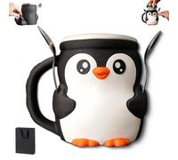 Générique Cute Penguin Ice Cream Pint Holder, 3D Pebbles The Penguin Ice Cream Pint Containers with Antifreeze Handle and Two Spoon, Reusable IceCream Containers, 16 Oz (1PCS)